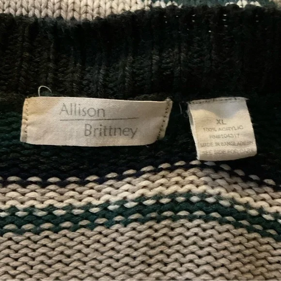 Allison Brittney Women's XL Striped Button Up Cardigan Sweater Multicolor​ - Picture 5 of 8